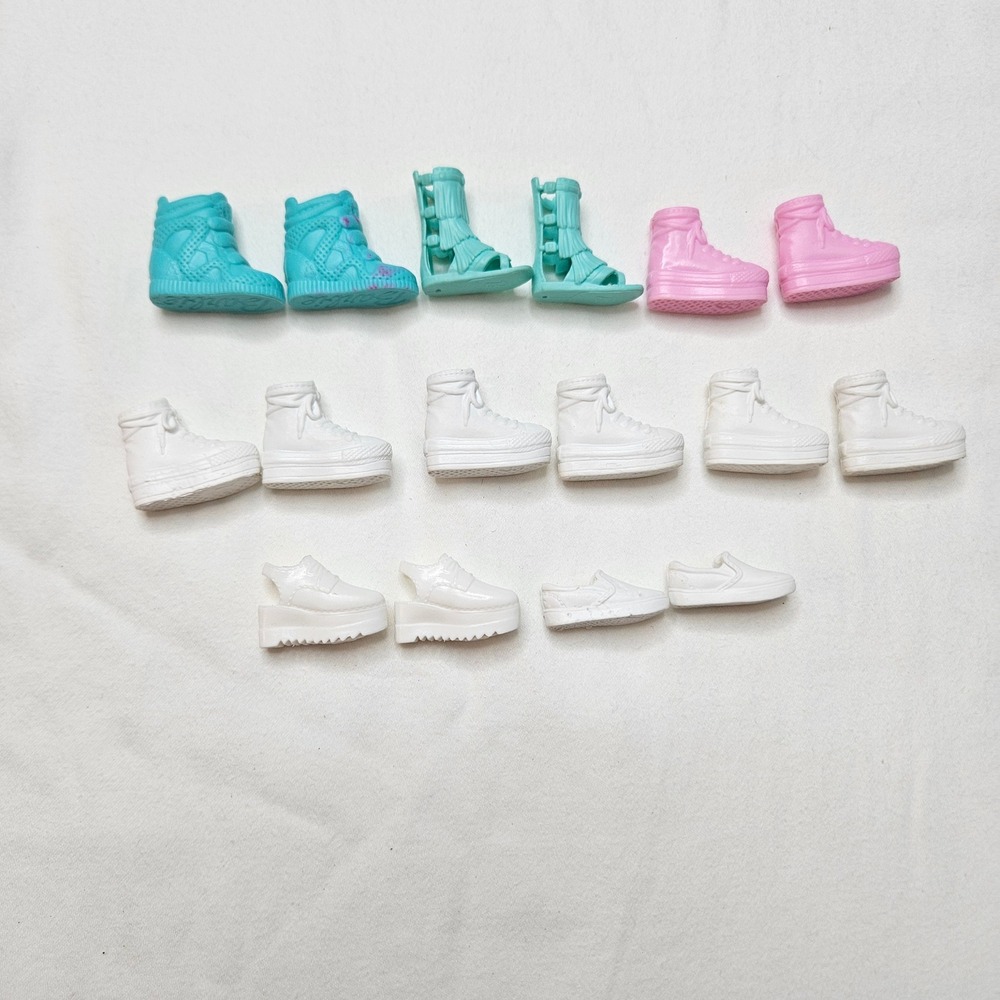 Barbie Doll Shoes Lot 8 Pairs Sneakers Boots Sandals White Pink Teal Blue